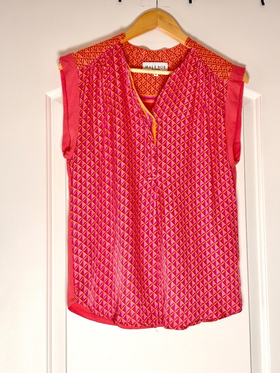 Hale Bob Tops - Hale Bob Pink & Orange Geometric Sleeveless Blouse